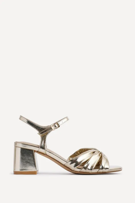Broadway Gold Faux Leather Heeled Sandals - Linzi