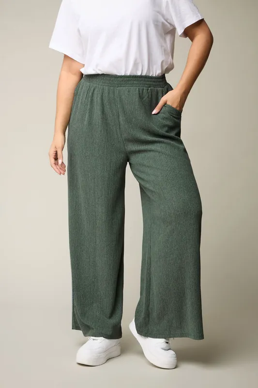 Textured Wide Leg Trousers - Yours