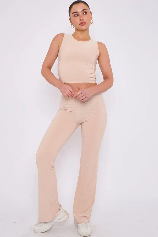 Slinky Crop Top and Flare Trouser Co-ord