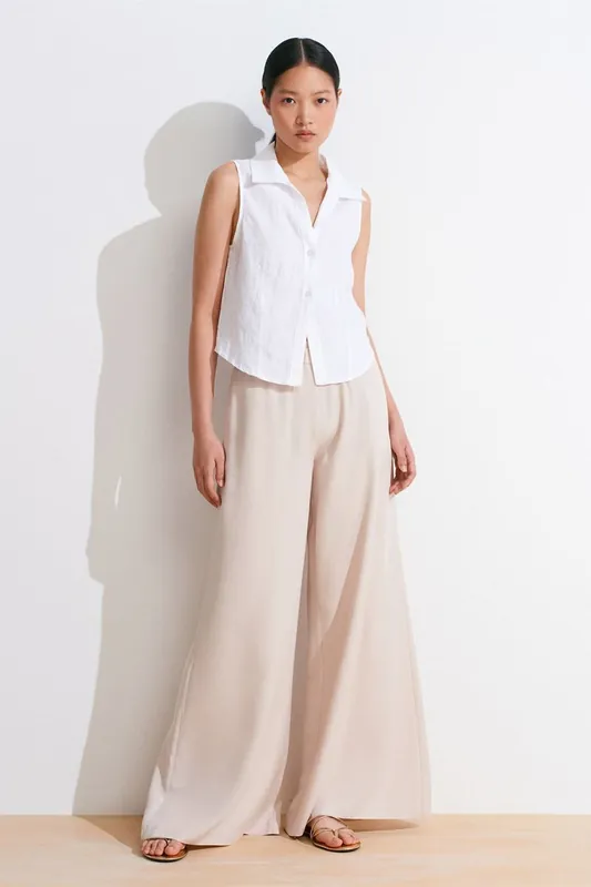 High-Waist Wide-Leg Tencel Palazzo Pants