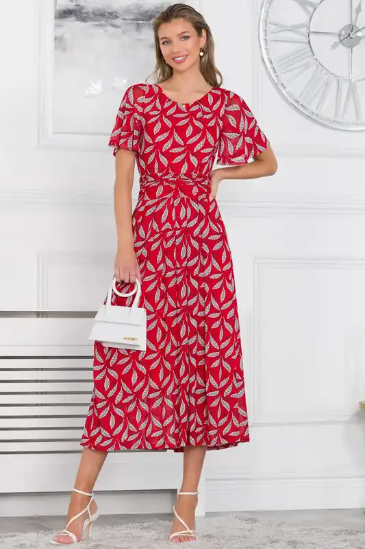 Raylina Leaf Print Mesh Maxi Dress - Jolie Moi