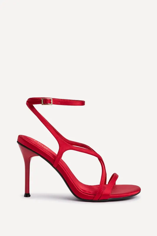 Taliya Red Satin Strappy Stiletto Heels - Linzi