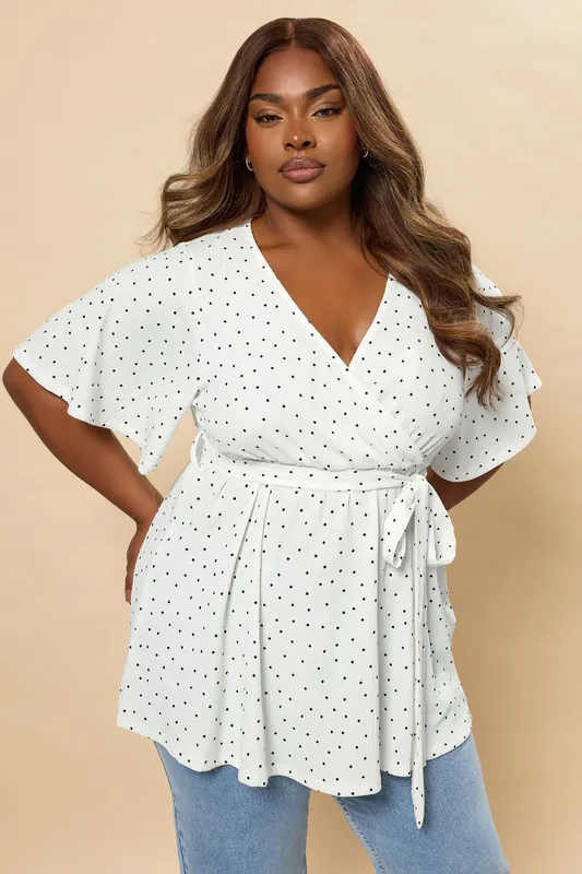 Ditsy Spot Print Wrap Top - Yours
