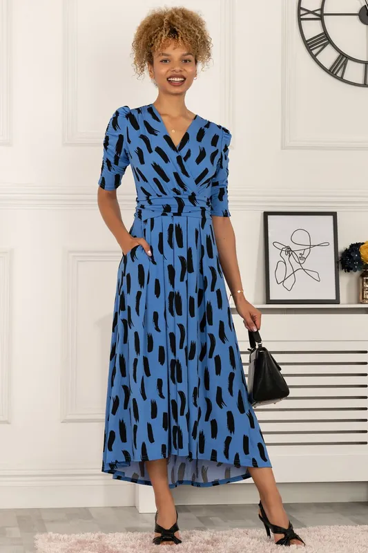 Quanna Stroke Print Jersey Maxi Dress - Jolie Moi