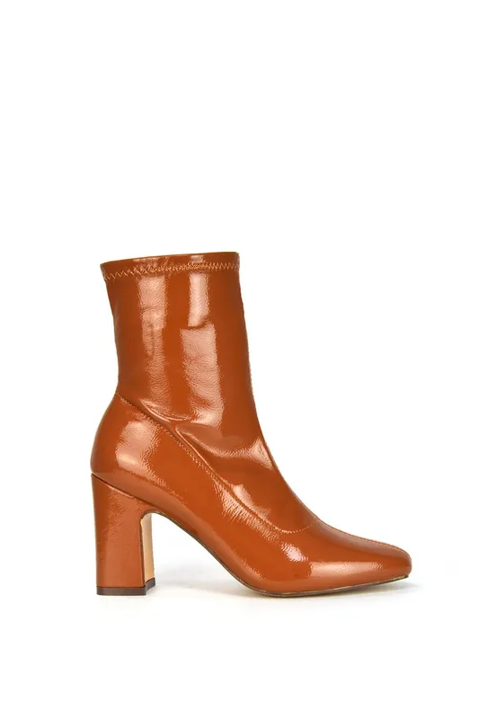 Alex' Stretch Zip Up Ankle Boots with Block Heel - XY London