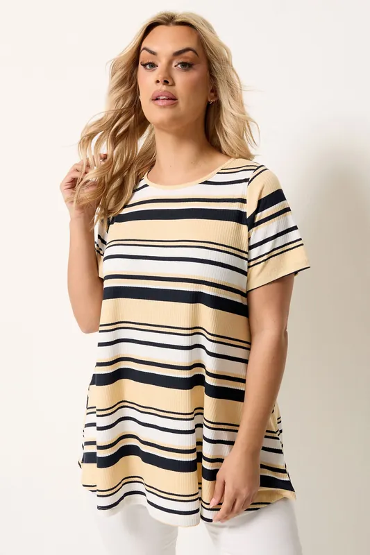 Ribbed Stripe Swing T-Shirt
