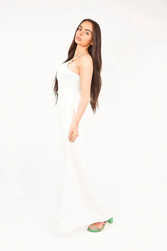 Yasi Shirred Bandeau Wide Leg Jumpsuit - IKRUSH