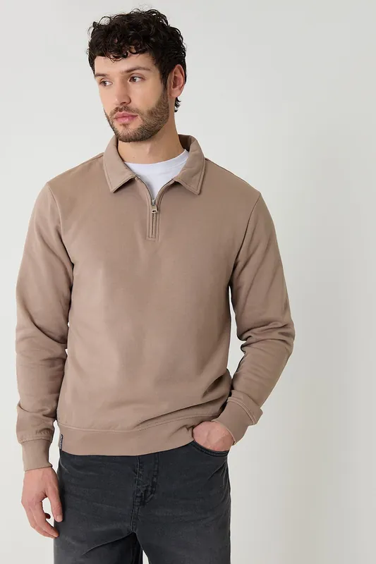 Quarter Zip Collared Sweatshirt - Threadbare