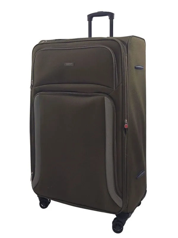 Soft Extra Large 8 Wheel Luggage Light Travel Suitcase - Infinity Leather