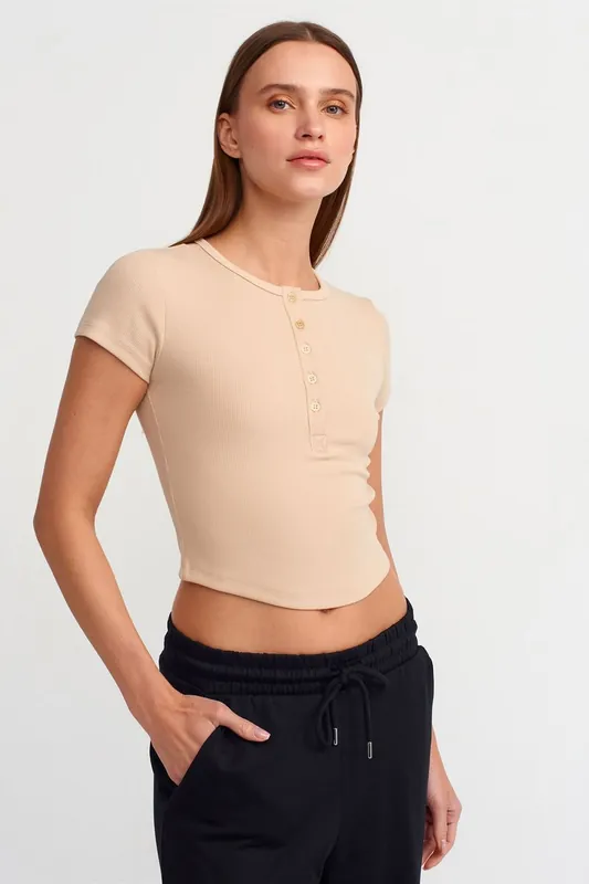 Women's Cropped Slim-fit Crew Neck T-shirt