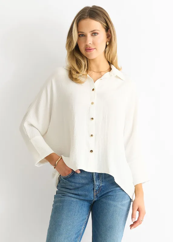 Ivory Kimono Oversized Blouse - Gini London