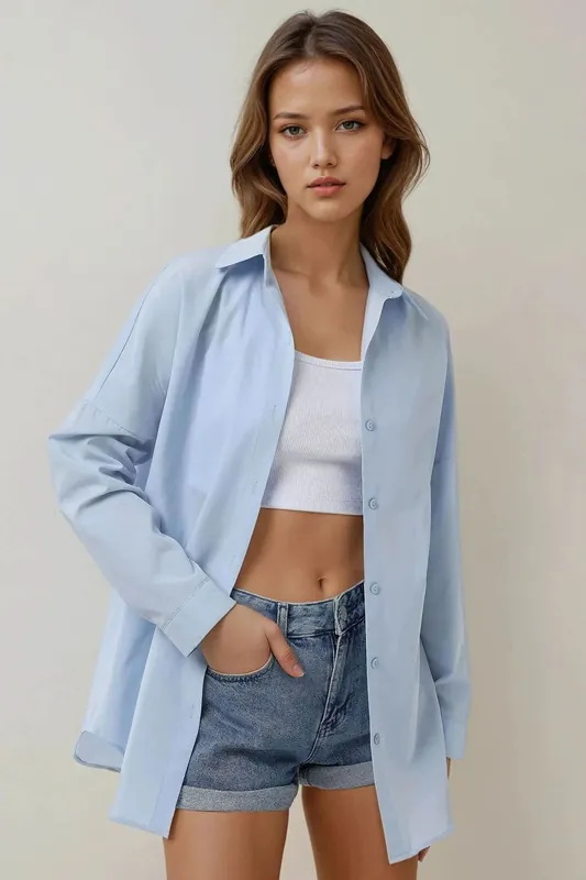 Relaxed Fit Long Sleeve Linen Blend Shirt - Hiccup