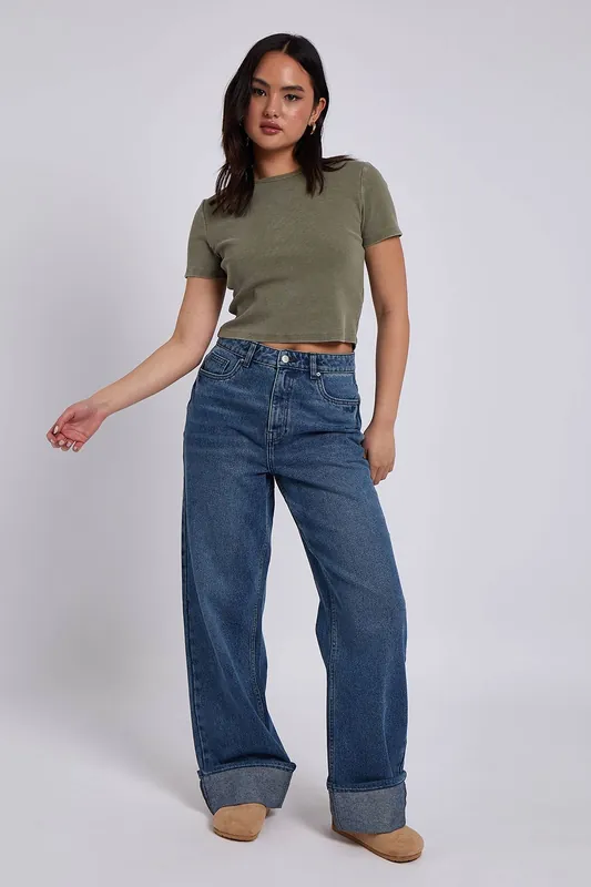 Wide Leg Turn Up Jean - Urban Bliss