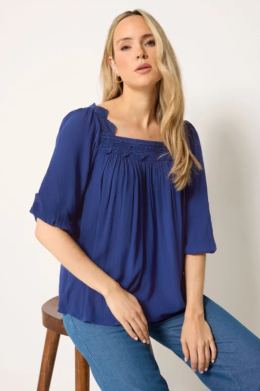Tall Square Neck Textured Top - Long Tall Sally