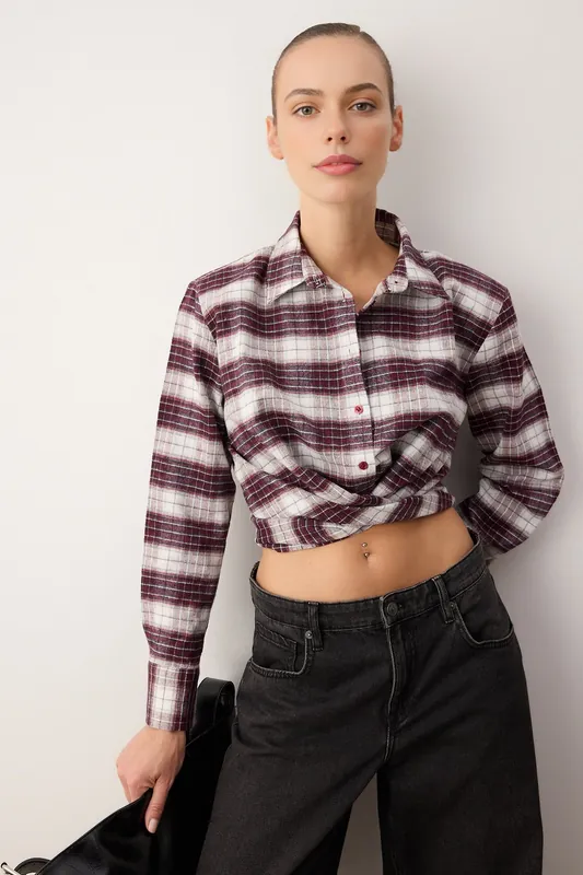 Flannel Check Shirt with Tie Back Detail - WOVCOR