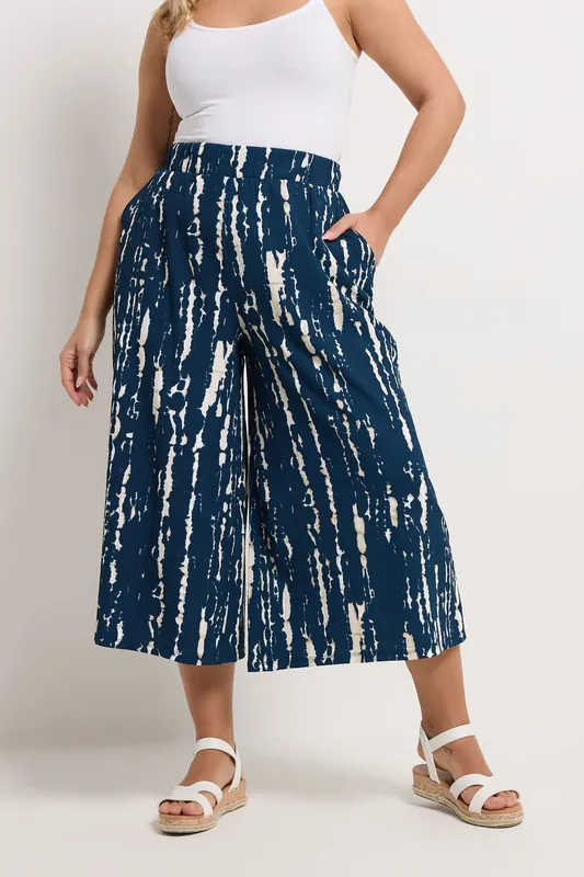 Abstract Pull On Wide Leg Trousers - Yours