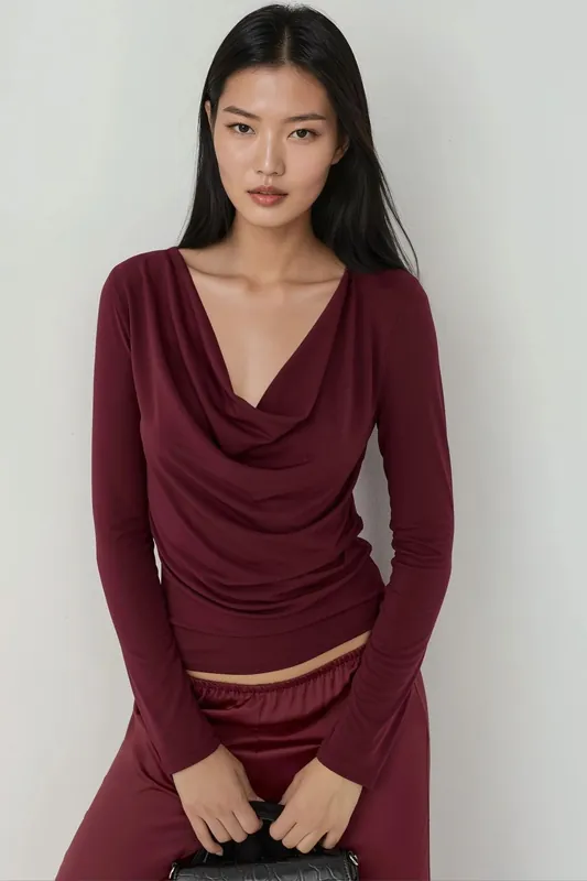 Cowl Neck Knitted Top - Hiccup