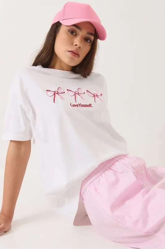 Embroidered Cotton Crew Neck T-Shirt