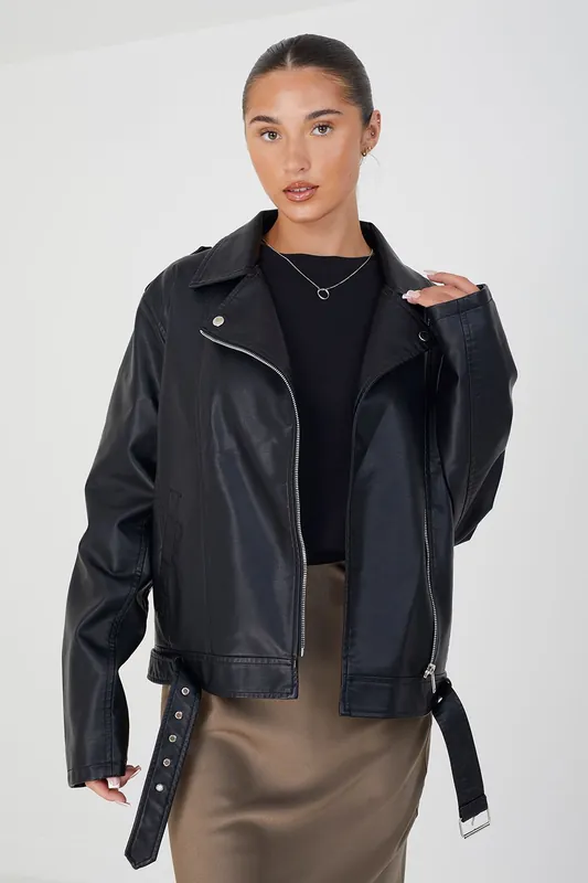 Faux Leather PU Oversized Jacket - Brave Soul