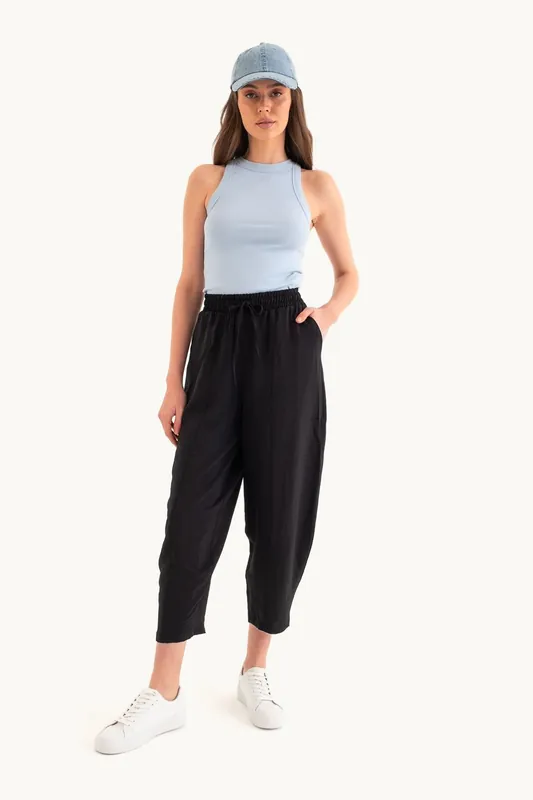 High Waist Drawstring Baggy Trousers - Hiccup