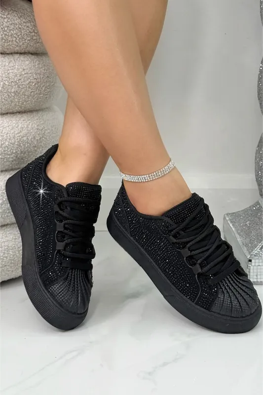 Crystal Embellished Aura Lace-Up Trainers