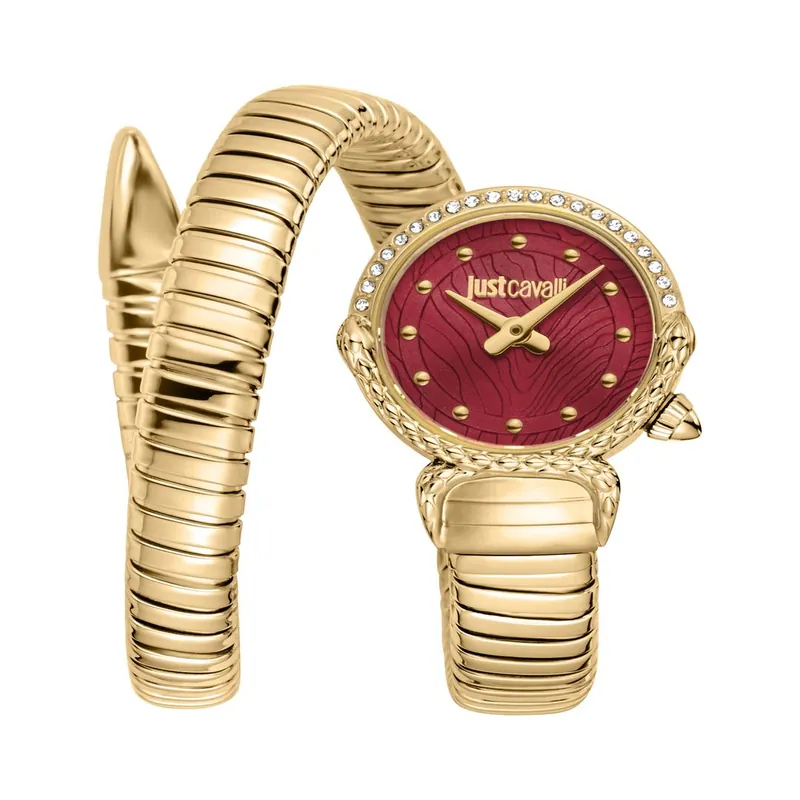 Snake Red Dial Gold Stainless Steel Watch - Just Cavalli