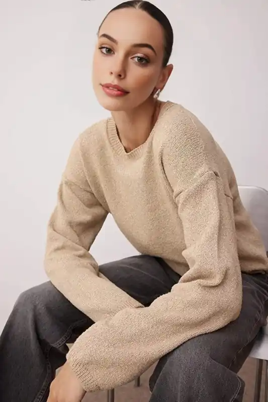Soft Cotton Relaxed Fit Crew Neck Knit Jumper - WOVCOR