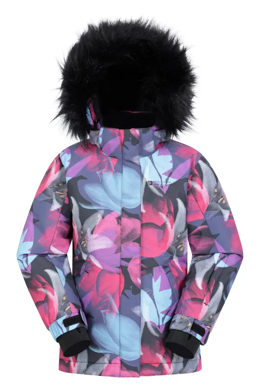 Glacial' Water Resistant Printed Snow Jacket Warm Hooded Winter Coat - Mountain Warehouse