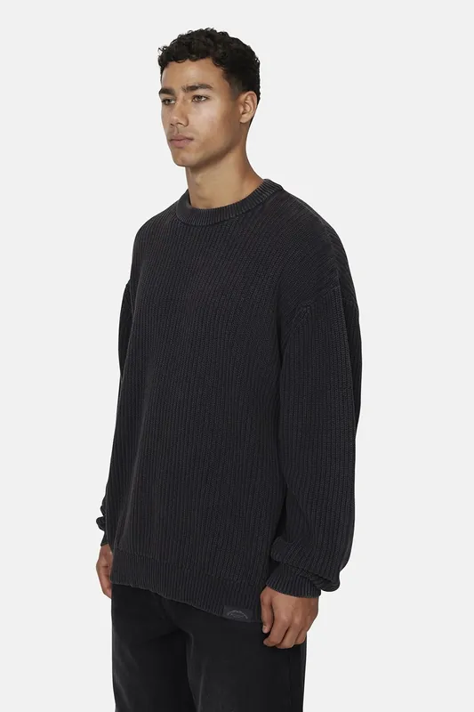 Relaxed Washed Knitted Crew Neck Sweat - Good For Nothing