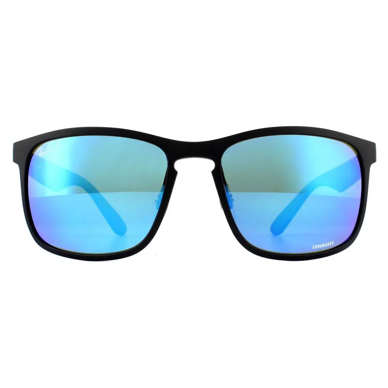 Square Matte Black Blue Flash Polarized Chromance RB4264 Sunglasses - Ray-Ban