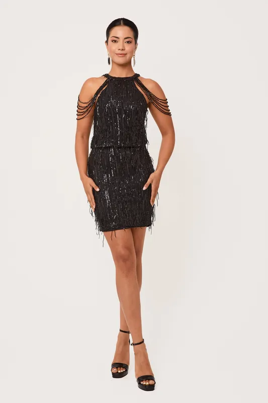 Kyria - Black Sequin Mini Dress