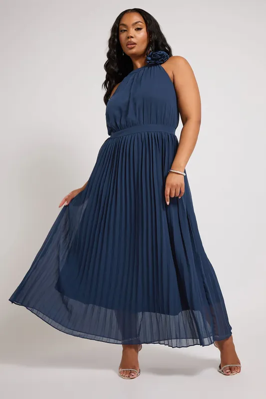Corsage Pleated Maxi Dress - Yours