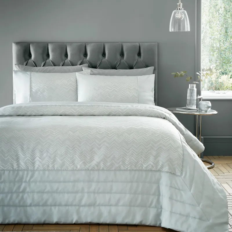 Antibes Chevron Waves Quilted Throwover Bed Throw Blanket 200 x 230cm - Portfolio Home