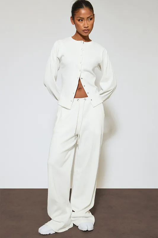 Wide Leg Ribbed Low Rise Joggers - EGO