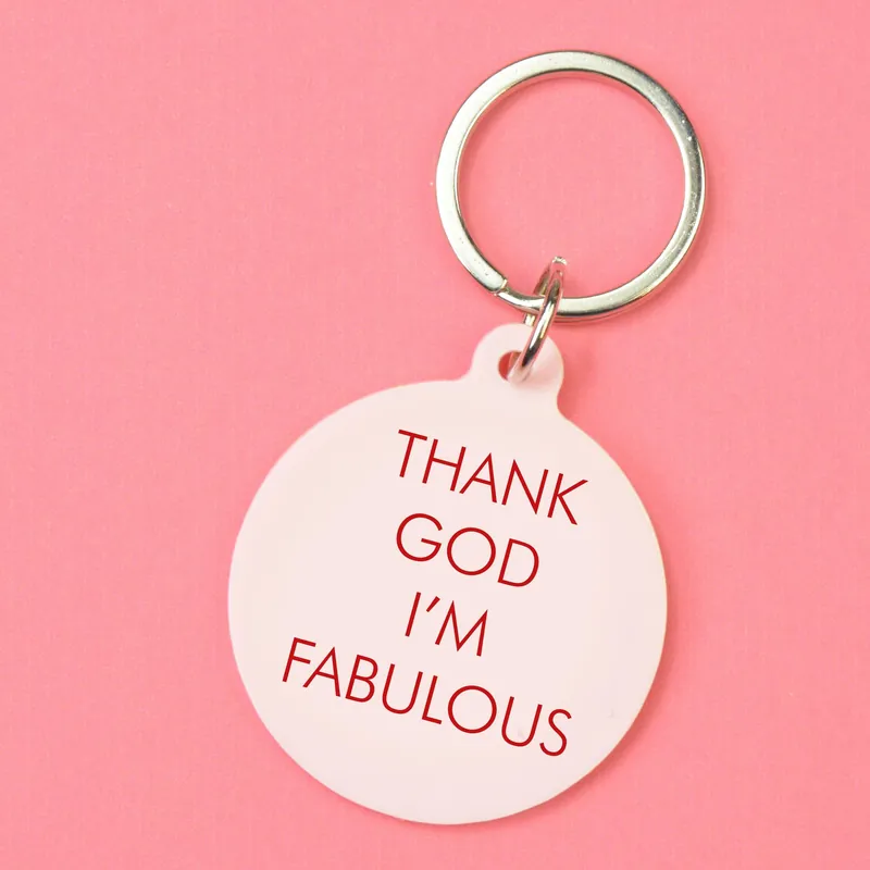 Thank God I'm Fabulous Keyring - Flamingo Candles