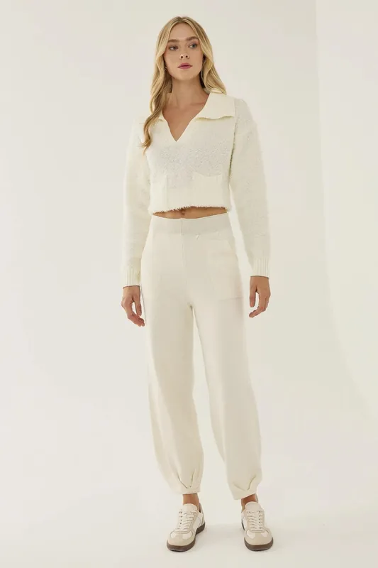 High Waist Knitted Jogger Pants - Hiccup