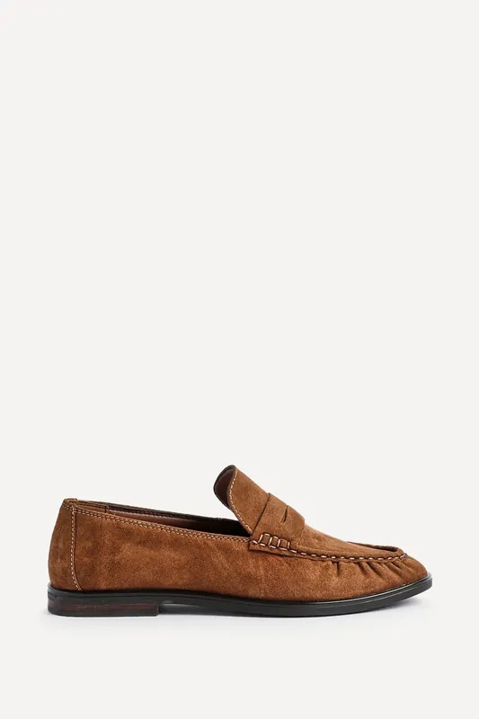 Belmont Tan Suede Leather Loafers - Linzi