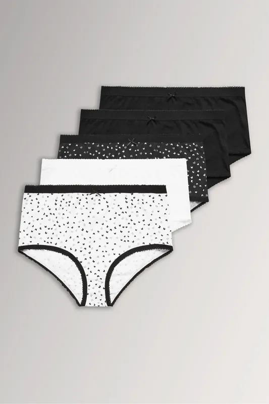 5 Pack Butterfly Print Full Briefs - Yours