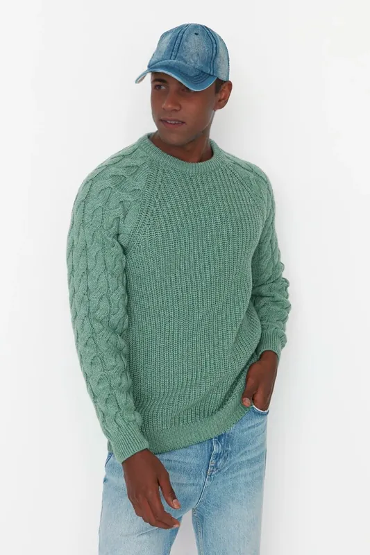 Regular Fit Textured Cable Knit Sweater - WOVCOR