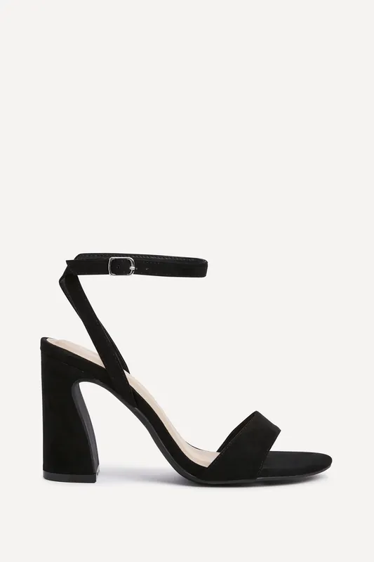 Trance Black Faux Suede Block Heel - Linzi