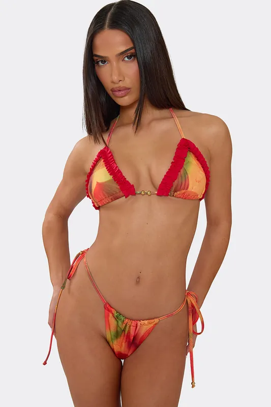 Frill Trim Contrast Bikini Set - EGO