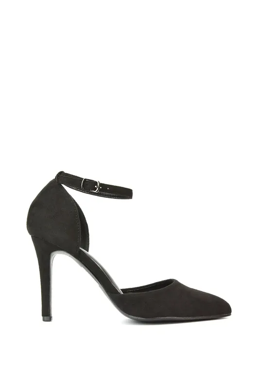 Claire' D'Orsay Point Toe Ankle Strap Stiletto Heel Court Shoes - XY London