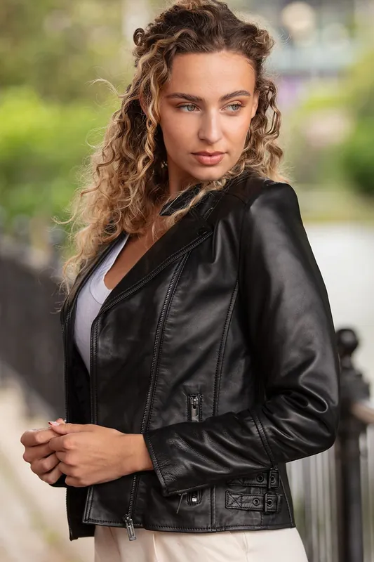 Giada' Leather Fashion Biker Jacket - Ashwood Leather