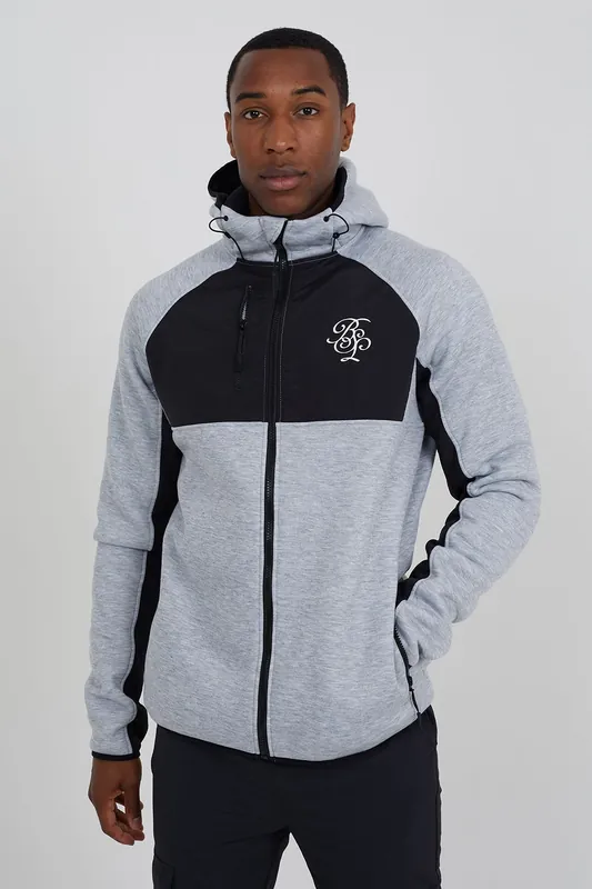 Contrast Panel Zip Through Hoodie - Brave Soul