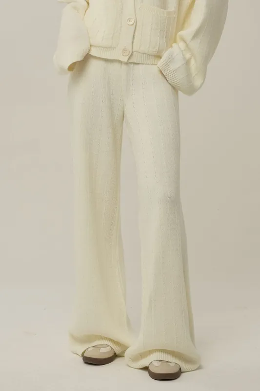 Textured Wide Leg Knit Pants - Hiccup