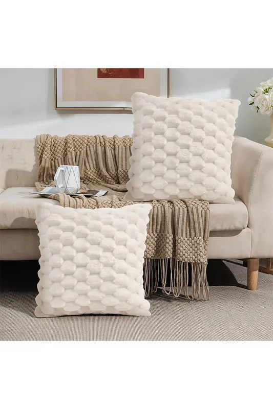 2Pcs Cozy Soft Plush Throw Pillow Cushion Covers - Living and Home