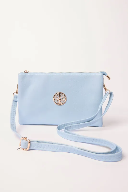 Clutch With Detachable Strap - Blue Vanilla