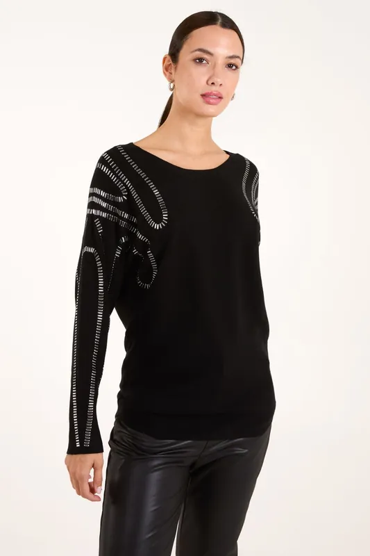 Embellished Shoulder Jumper - Blue Vanilla