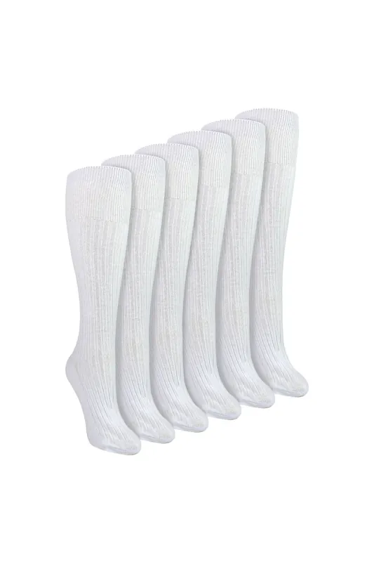 6 Pairs Ladies 100% Cotton Knee High Socks - Sock Snob