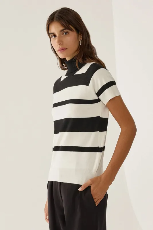 Striped Turtleneck Knit Top - Hiccup